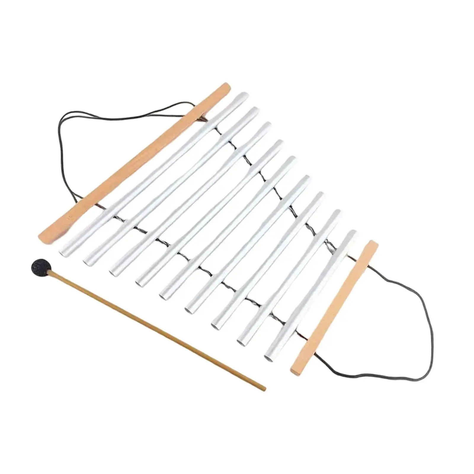 Tubular Flow Chimes Premium Handheld Wood and Aluminum with Mallet 9 Note Percussion Instrument for Stage Relaxing Home Studio