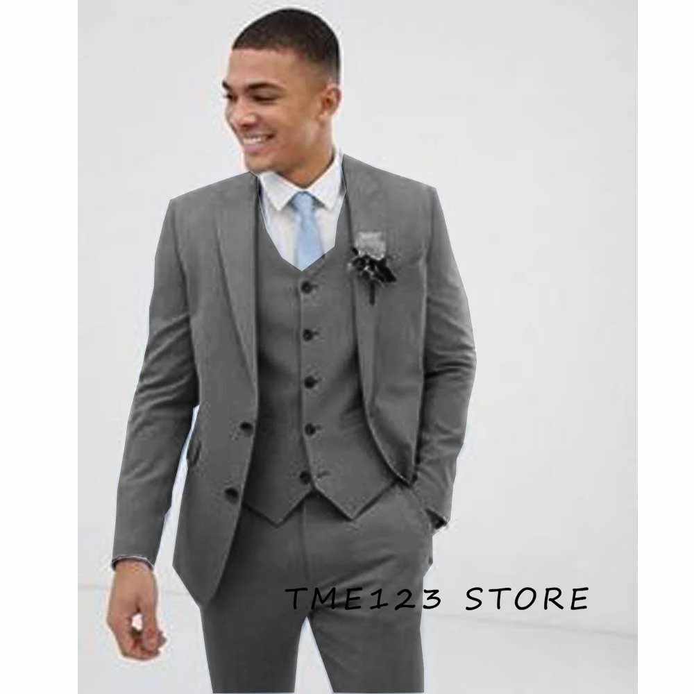 Men's Solid Color Business Casual Three-piece Suit Mens Formal Wear Man Luxury Clothing Pant Sets Full Elegant Suits Male Ternos