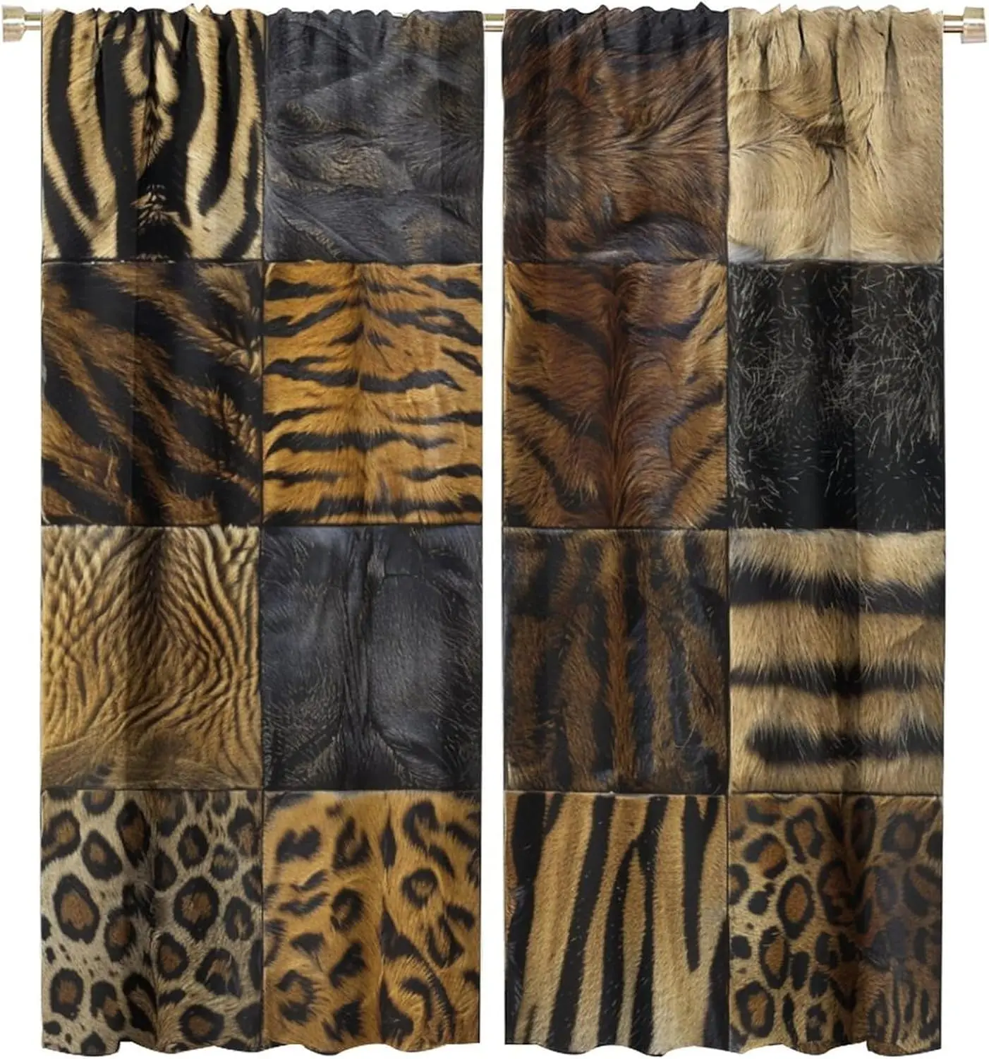 Leopard Tiger Fur Blackout Curtains for Bedroom/Living Room, Wild Animal Print Curtains Rod Pocket Thermal Insulated Window