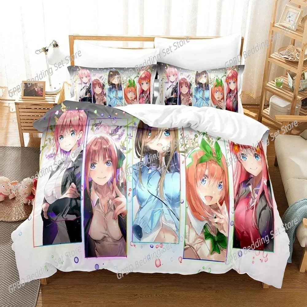 Anime Kawaii Girls The Quintessential Quintuplets 3D Bedding Set Duvet Cover Pillowcases Single Twin Full Queen King Home Decor