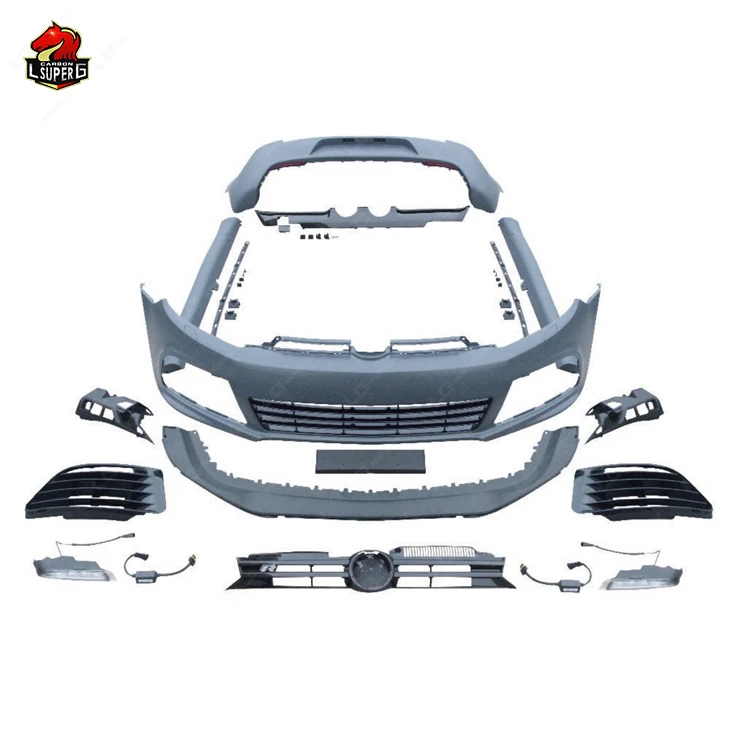 إعداد ممتاز لسيارة Volkswagen Golf 6 ترقية إلى طراز R20 مع شوايات التنورة الجانبية للمصد الأمامي والشفة الخلفية