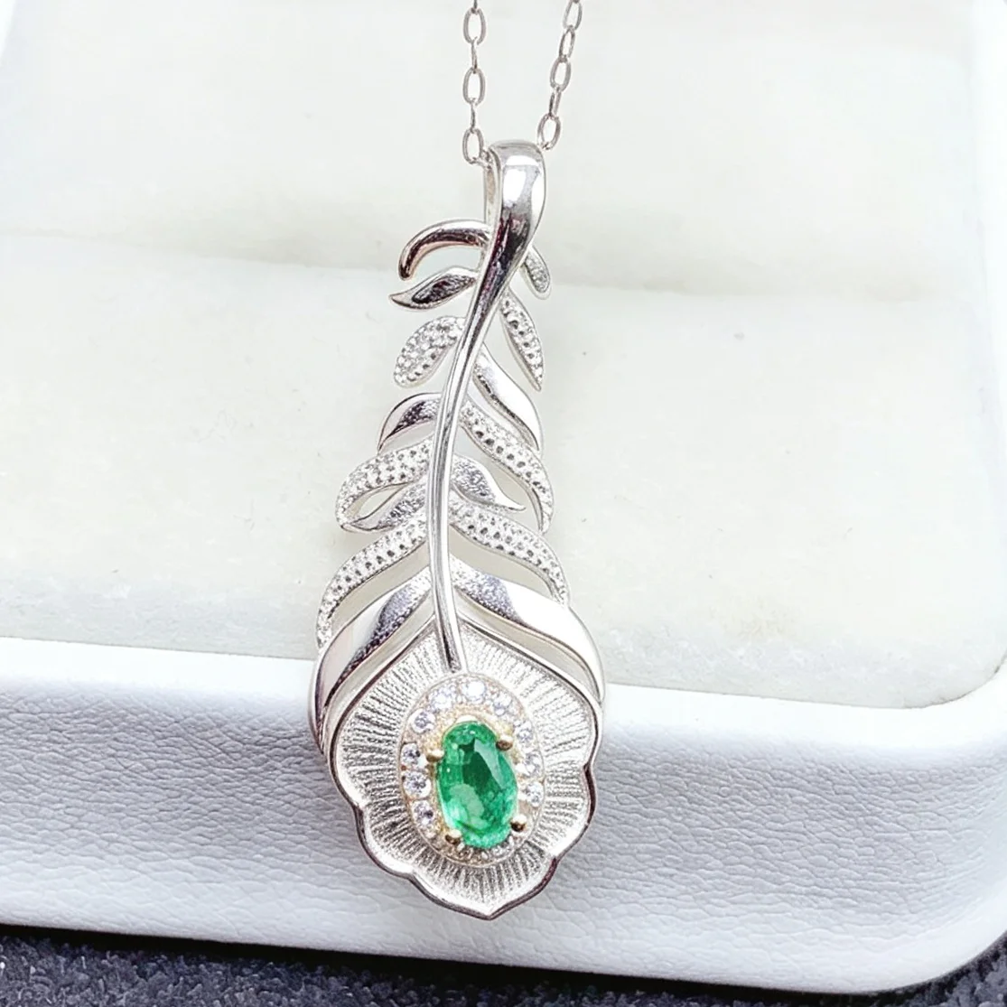 925 Silver Natural Colombian Emerald Pendant with Certificate 5x3mm Genuine Emerald Necklace Pendant Gold Plated Silver Jewelry