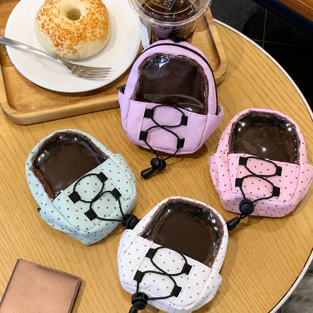 Practical Polka Dot Doll Ita Bag Transparent Window Wide-mouth Design Coin Purse Multicolor Versatile Storage Bag Daily Use