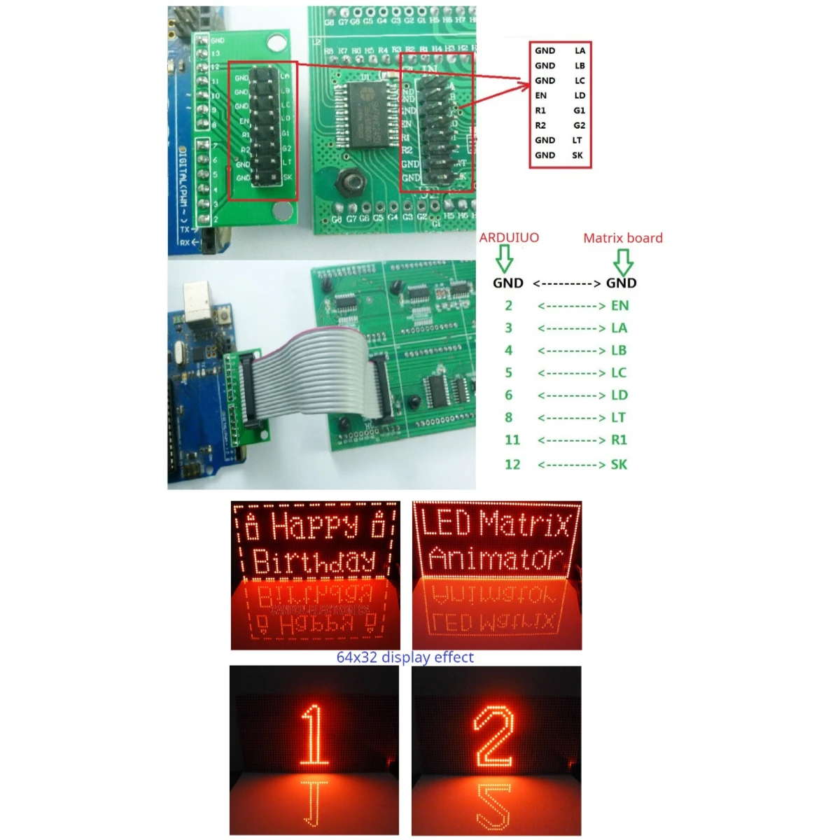 Provide Arduino Code 64x32 Dot Matrix Led for Arduino UNO MEGA NANO MICRO Christmas Valentines Day Gift Diy