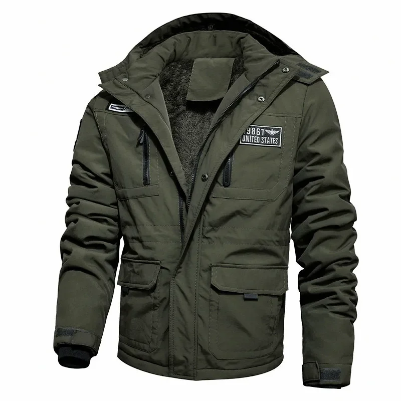 

Military Warm Tactical Bomber Air Force Military Winter Puffer Men Hood Army Korean Thick Parka Thermal Padded Coat Long Coats