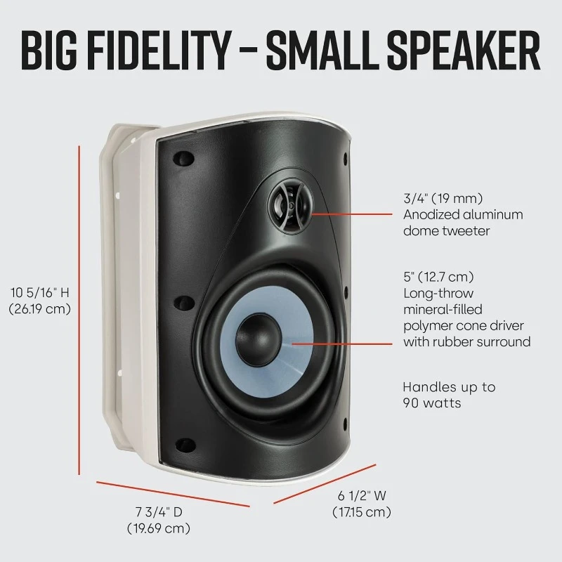 Atrium 5 Outdoor Speakers with Powerful Bass , All-Weather Durability, Broad Sound Coverage, Speed-Lock Mounting System