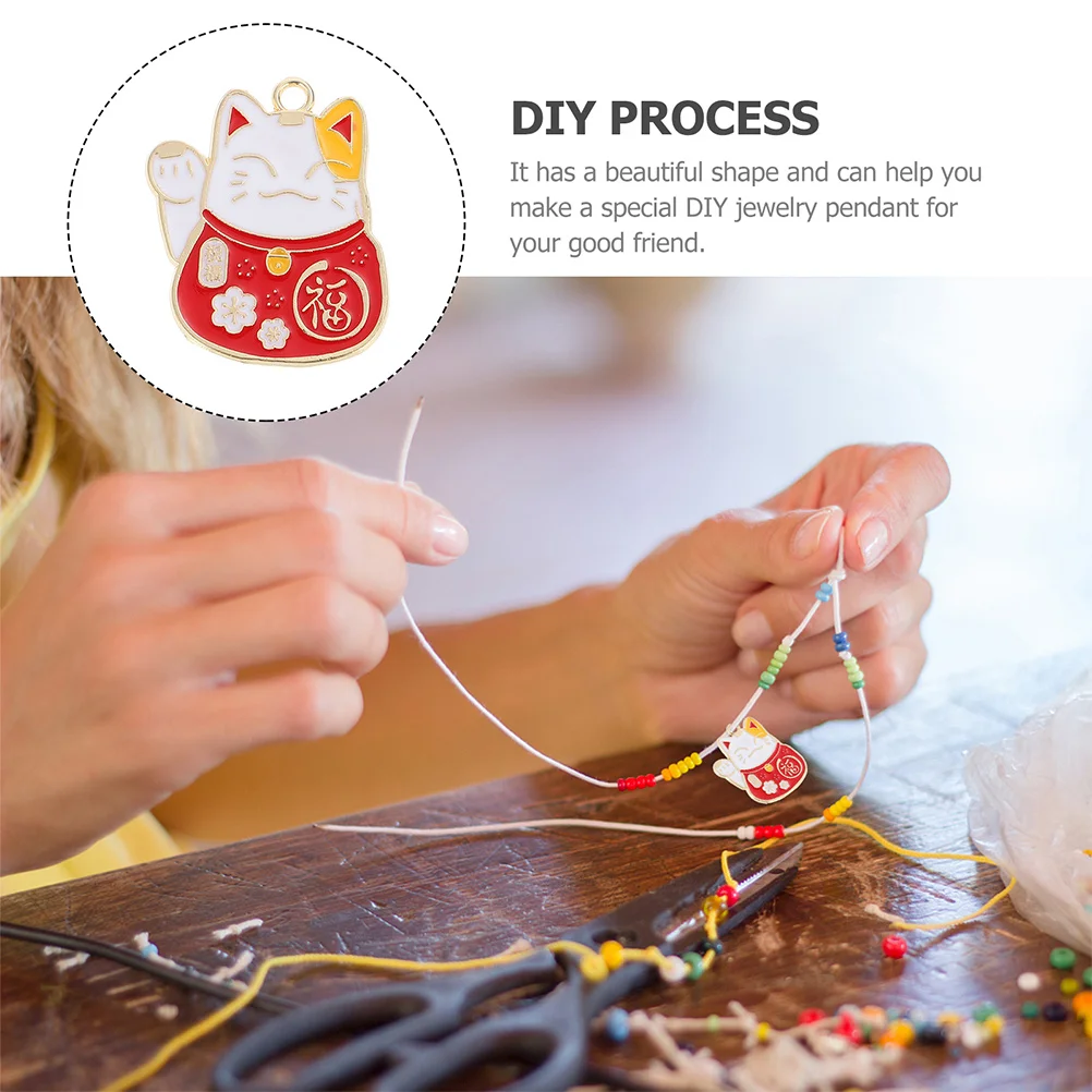 

40 pcs Luck Charms Beckoning Pendants Cat Shape Jewelry Diy Accessories For Necklace Bracelet Making Alloy Cat Keychain Ornament