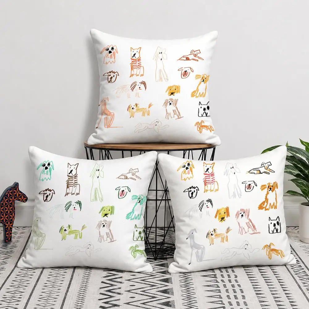 Interesting Dog Cushion Cover Short Plush Soft Double-Sided Printing Pillow Case Cozy Sofa Bedroom Home Decor Gift