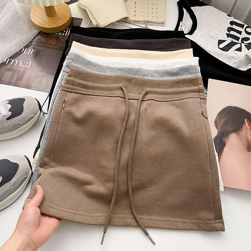 Elastische Taille A-Linie Rock frauen Frühling Sommer Koreanische Sle Retro Vielseitig Anti-Licht ort Rock Dstring