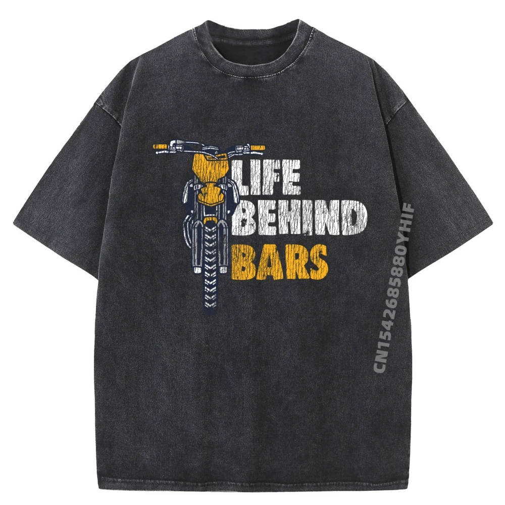 

Мотокросс Life Behind Dirt Bike Bars Dirt Bike Черные футболки с рисунком Мужская одежда Большая стираная рубашка с принтом