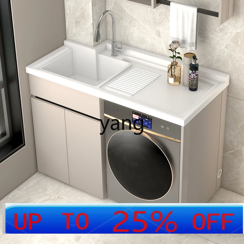 LHH شرفة الغسيل خزانة متكاملة مزيج آخر كبير حوض غسيل حجر الكوارتز مع لوح الغسيل