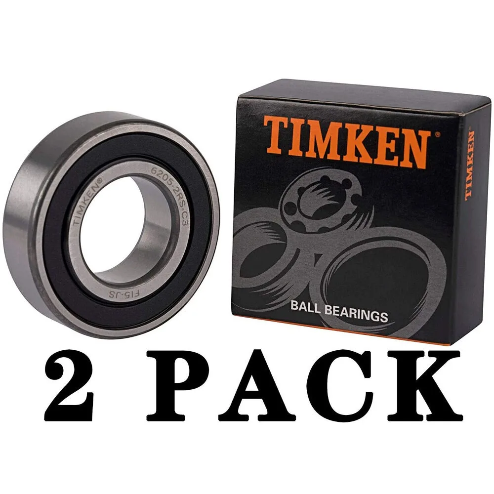 2 PACK TIMKEN 6205-2RSC3 25X52X15MM C3 Clearance Double Rubber Seal Bearings New