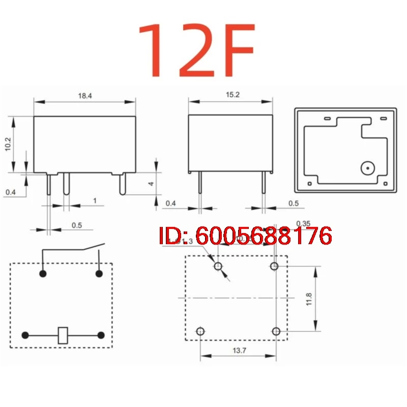 10PCS New 971-1A-24D 971-1A-5D (12F-1A-Coil:5V/24V-10A) Relay 4pins