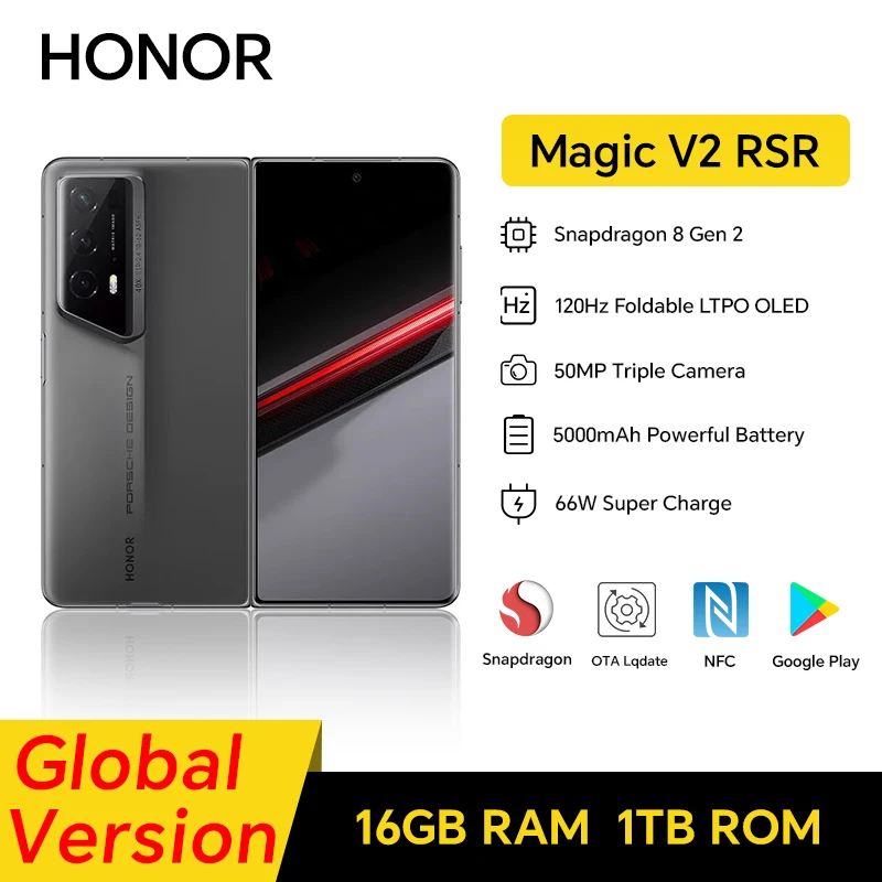 HONOR Magic V2 RSR, 16GB+1TB, 7.92” Foldable OLED Screen, 5G, Dual SIM, 50MP Camera, Fast Charging, Android Phone