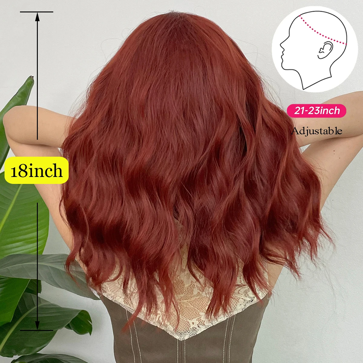 EASIHAIR Red Brown Short Bob Synthetic Wigs Women\'s Short Wavy Cute Cosplay Natural Hair Wigs with Bangs Heat Resistant Wig