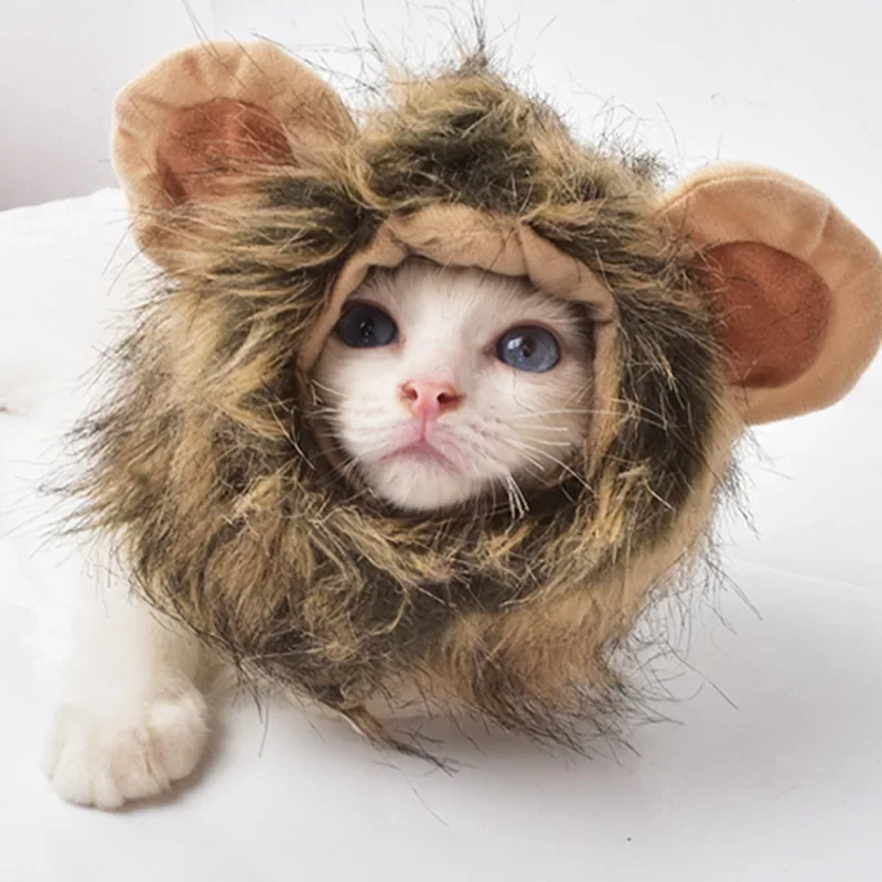 Pet Cat Decor Accessories Lion Wig Fancy Hair Cap Pet Supplies Cute Lion Headgear Cat Hat Mane Wig for Dogs and Cat Small Dog