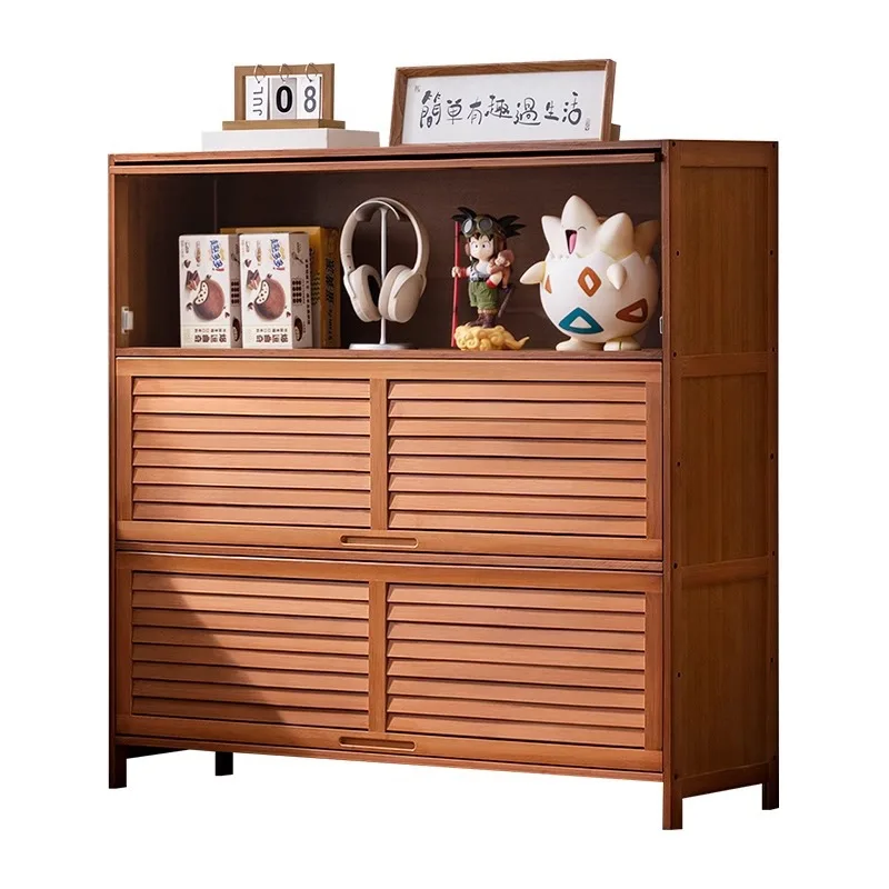 

Bookshelf Bookcase Shelf with Cabinet Door Locker Integrated Lattice Display Floor to Floor Multi-layer Living Room