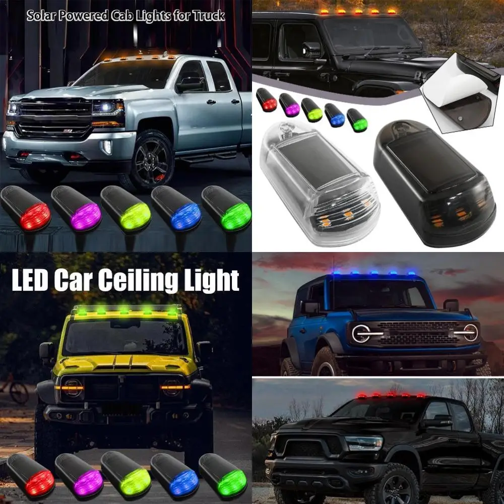 Universal Automatic Switch Rainbow Solar Roof Light Shockproof Waterproof LED Wireless Cab Light For Trucks Car Warning Lights