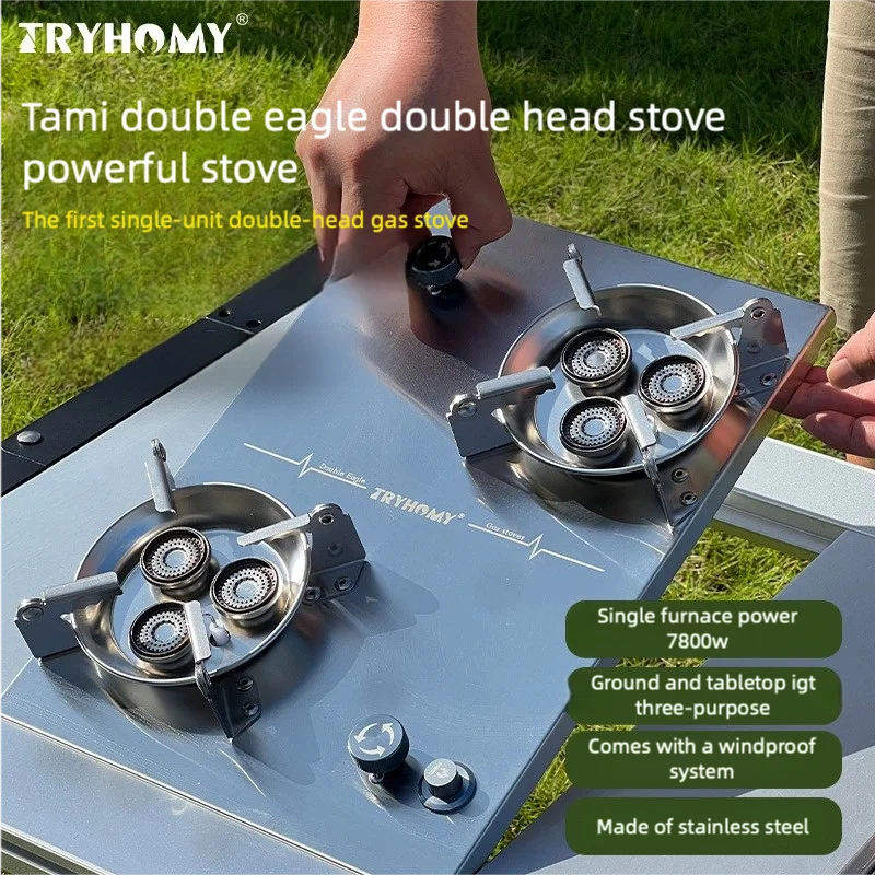 Tryhomy IGT التخييم الهائج النار مزدوجة حبة موقد للطي يندبروف موقد غاز موقد غاز IGT الجدول وحدة واحدة مزدوجة رئيس موقد #1