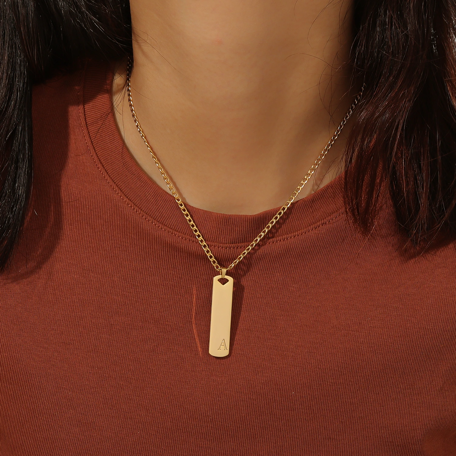 قلادة مخصصة لصور العين - رمز الموسيقى المحفور الشخصي والنص على هدية مجوهرات على قلادة مربعة من الفولاذ المقاوم للصدأ