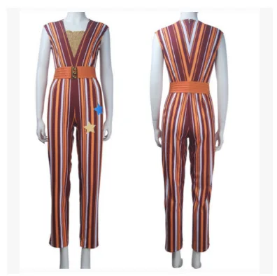 

Musical Mamma Mia Cosplay Costume Women's Red White Striped Sleeveless Jumpsuit Halloween Carnival Stage Performance Outfits