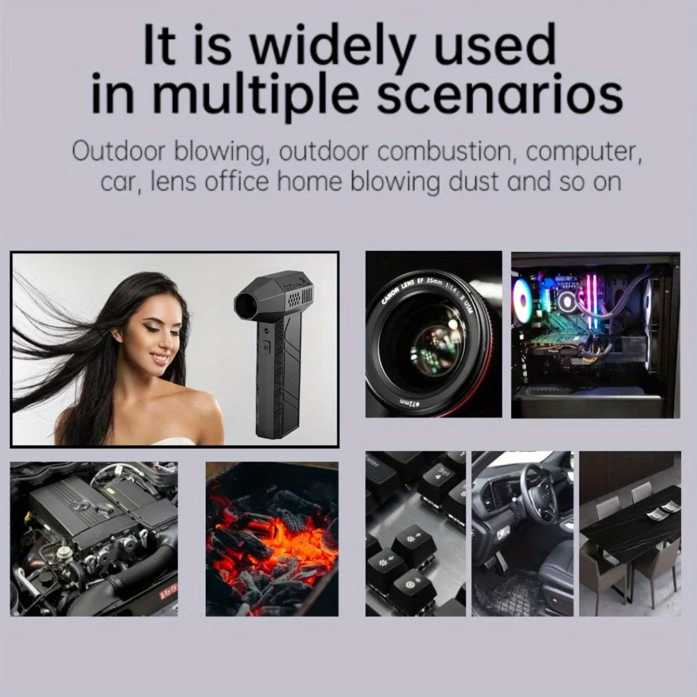 450000RPM Electric Air Blower Brushless Motor with LED Light 6000mAh With battery Display Turbo Fan Portable Vacuum Cleaner Car