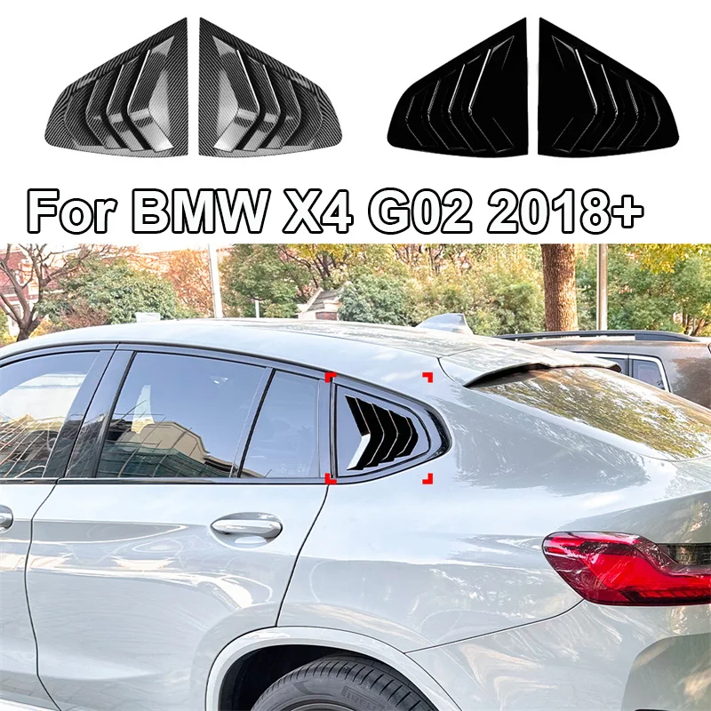 Gloss Black For BMW X4 G02 2018 + Car Triangle louver shark gill shaped rear window decorative window vent 2019 2020 2021 2022