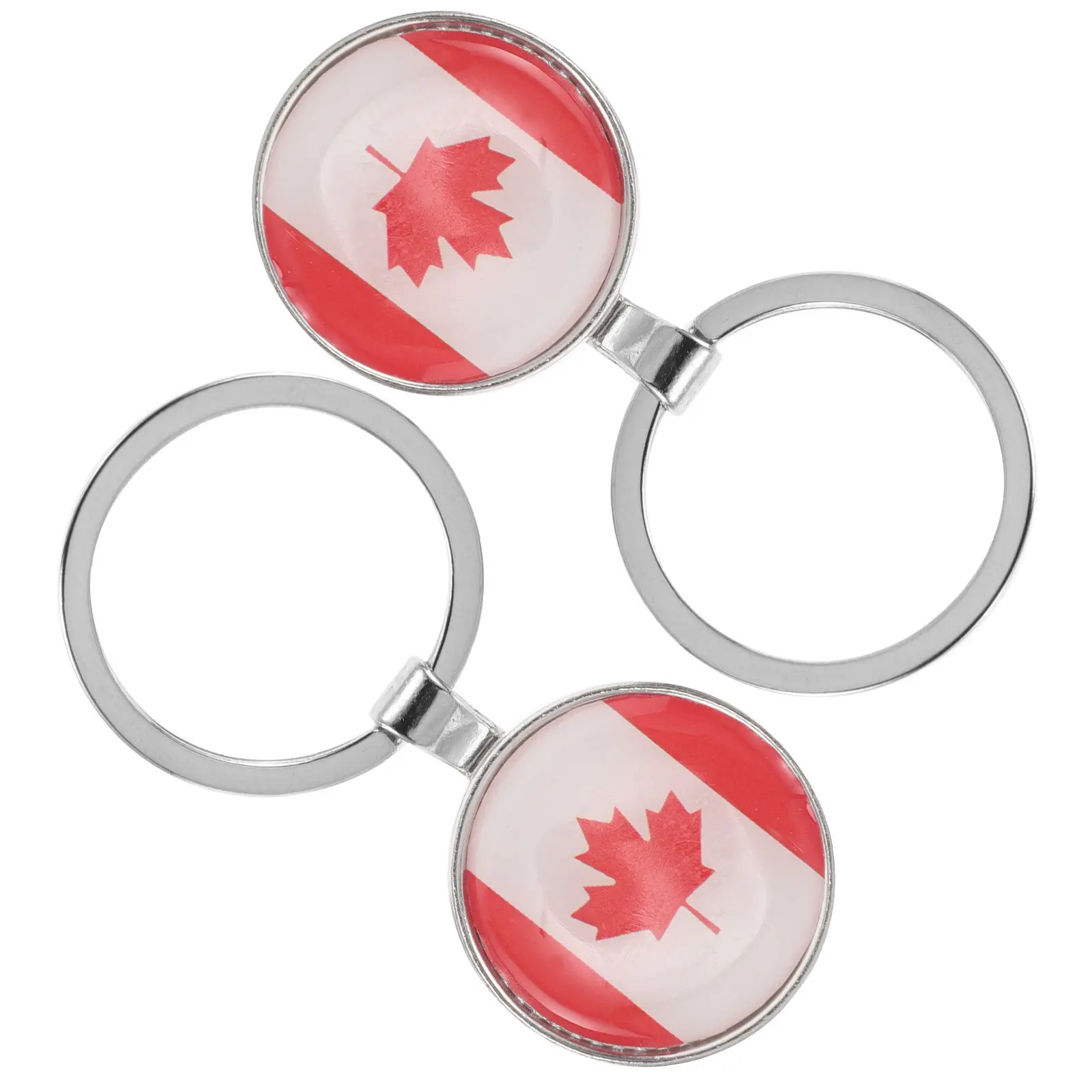 Canadian Flag Keychain 2pcs Metal Round Zinc Alloy Keyring for Kids Adults Bag Purse Backpack Decoration