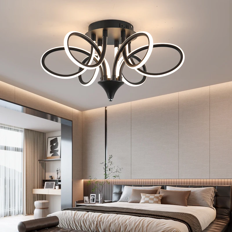 

MDWELL New Remote Controller Modern Led Ceiling Lights For Living Room Bedroom Dimmable Ceiling Lamp Fixtures Chrome/Black