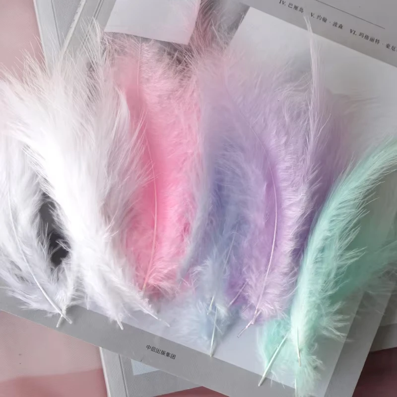 50pcs 자연 깃털 4-6 인치 10-15cm 터키 흰색 깃털 웨딩 드레스 DIY 쥬얼리 장식 액세서리