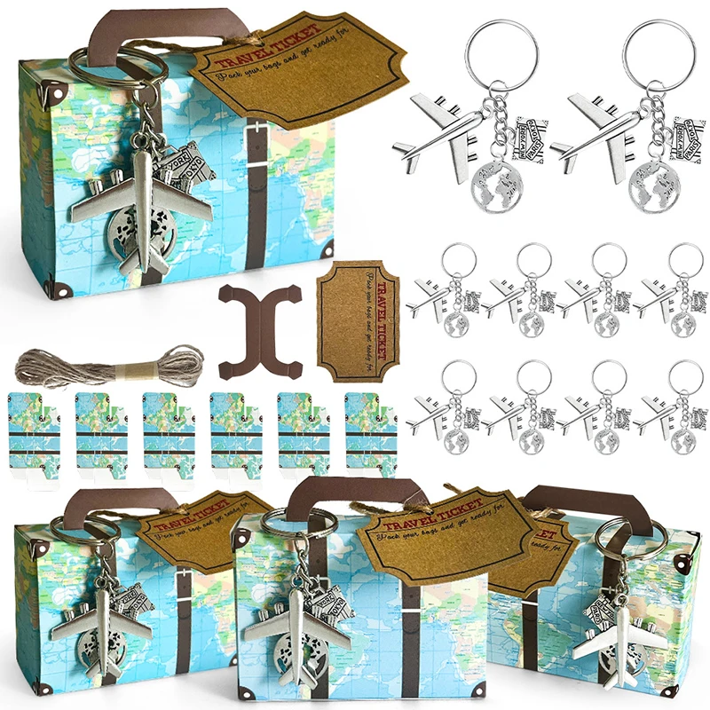 מיני מזוודה עם מחזיק מפתחות מטוס