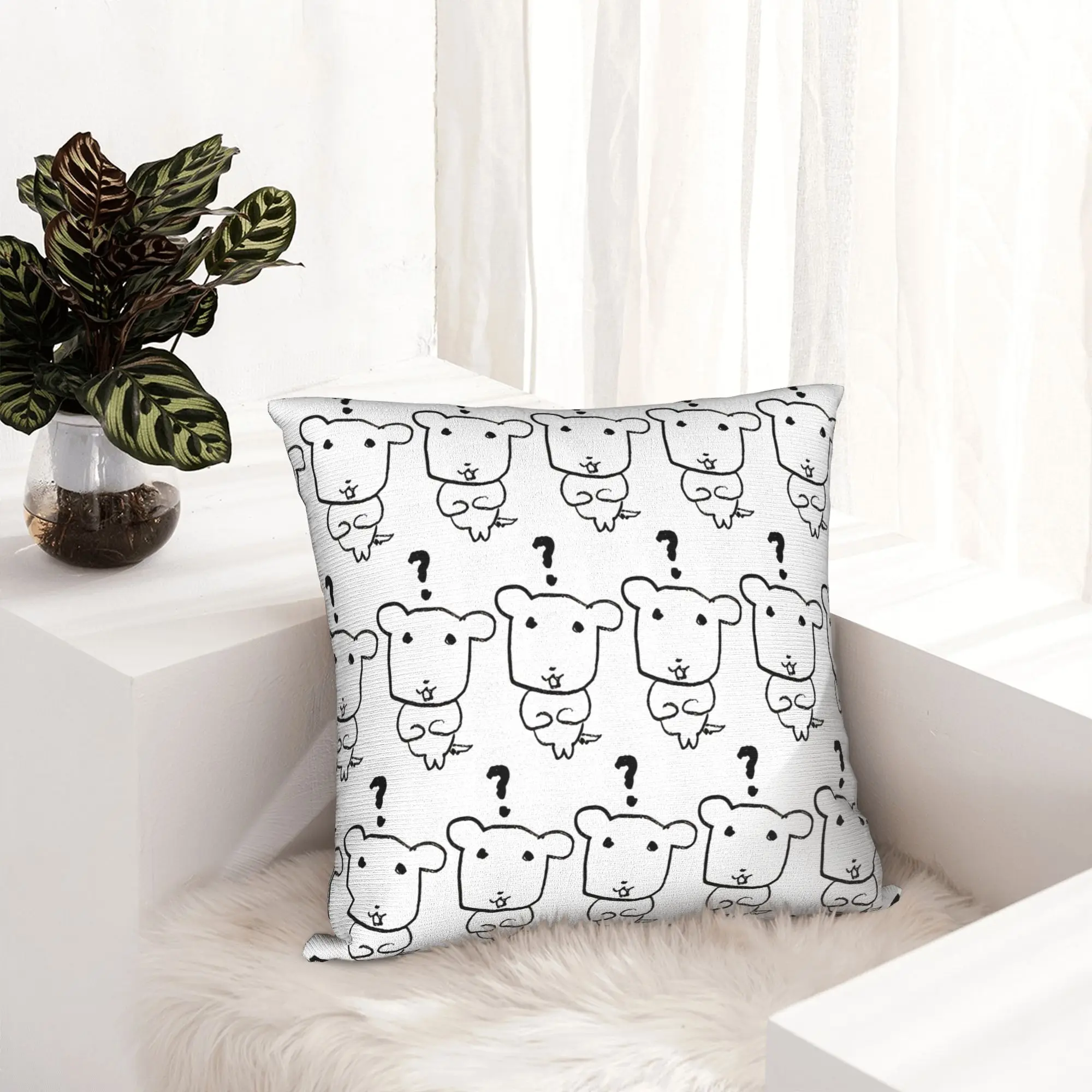 GANADIs Confused Question Dog Pillowcase Printing Fabric Cushion Cover Decorations  Pillow Case Cover Home Zippered 40*40cm