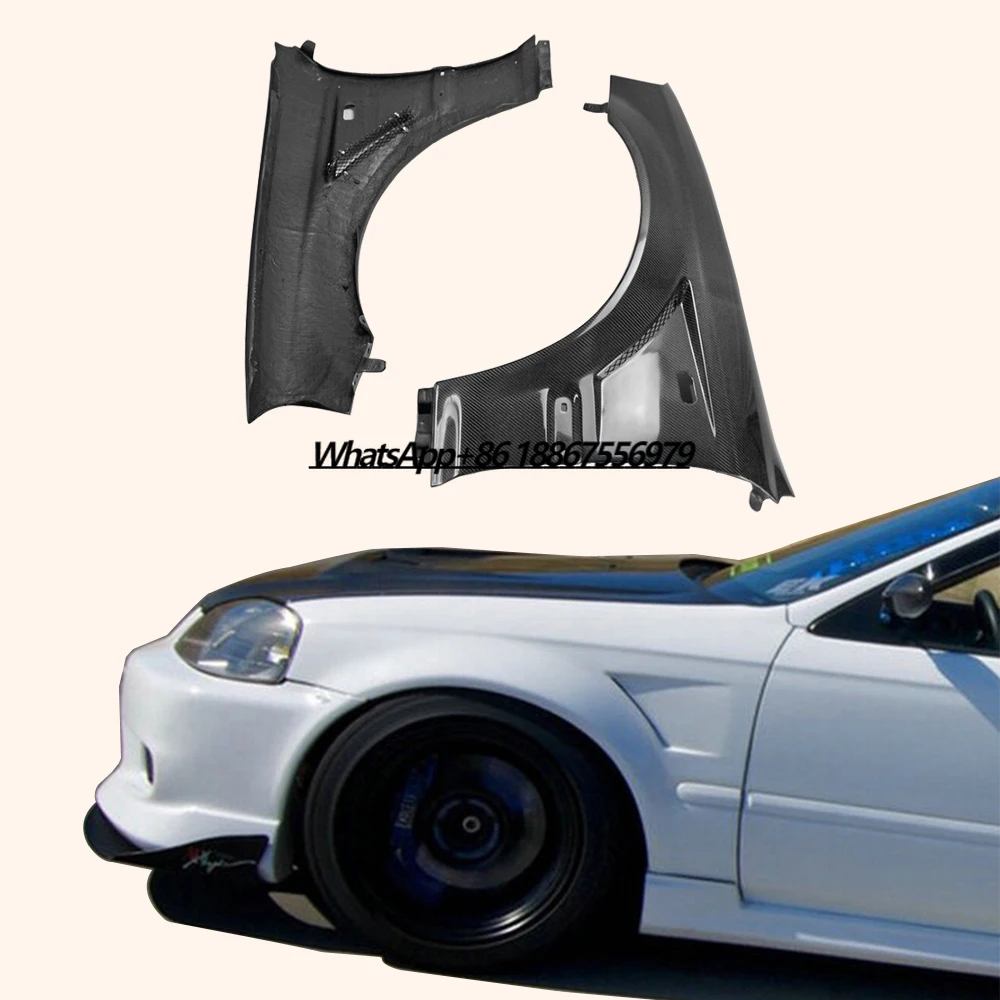 For Honda 99-00 Ek Civic Hatch Back Js Racing Front Fender +20Mm Carbon Fiber