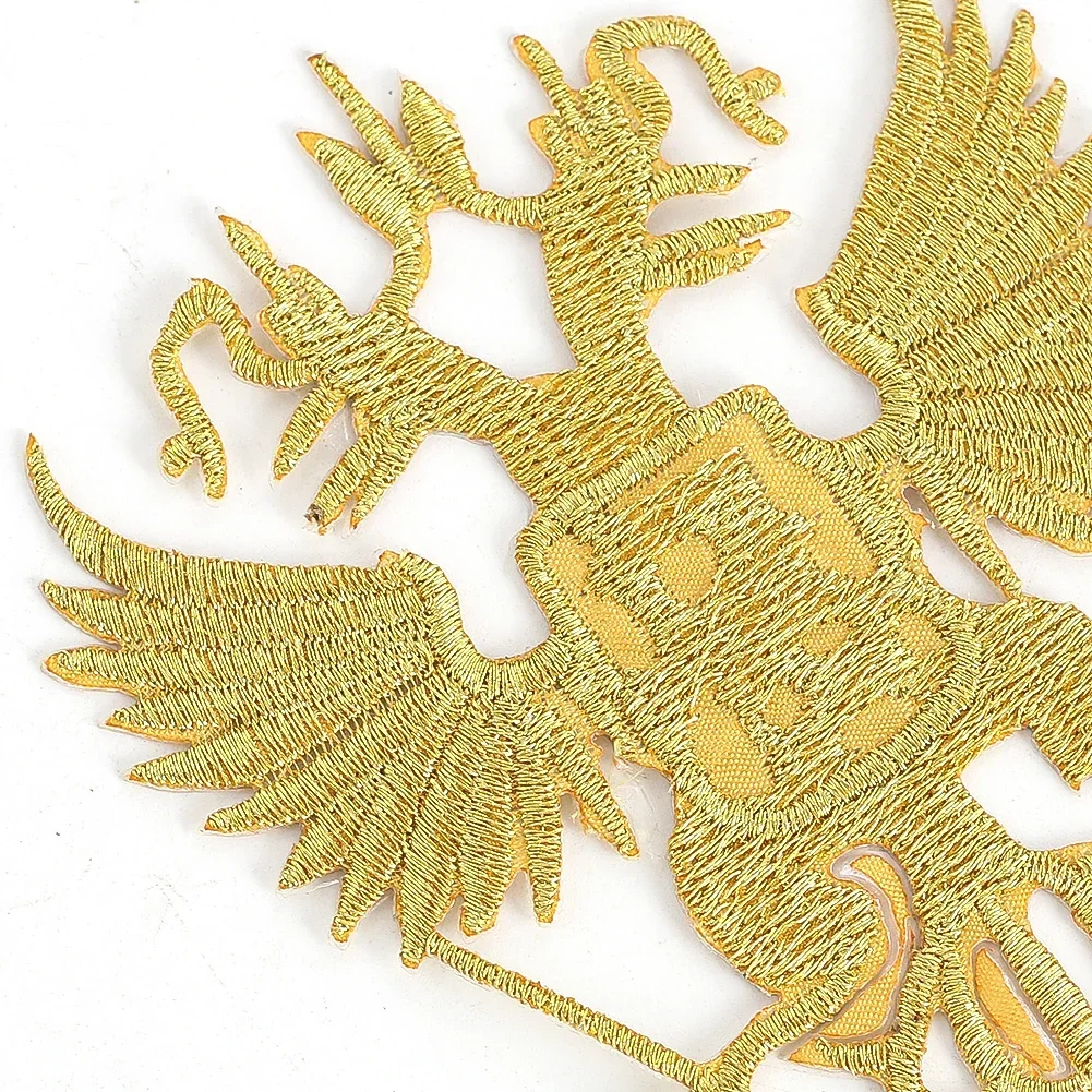 Golden Double-Headed Eagle Embroidered Patch Royal Style Badge Jacket Backpack Jeans Clothes Bag Hat DIY Decoration Accessories