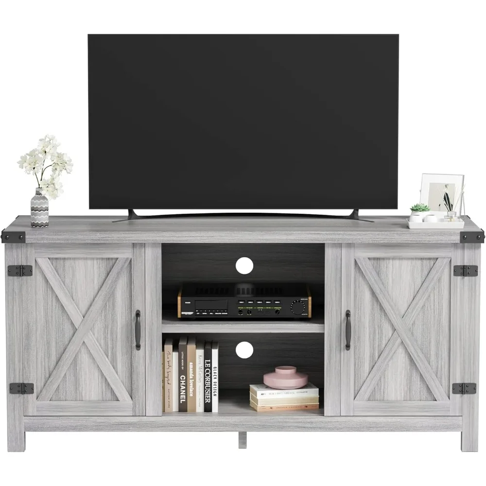 TV Stand, 65 Inch TV Farmhouse Entertainment Center with Double Barn Doors and Storage Cabinets, Console TV Table Media