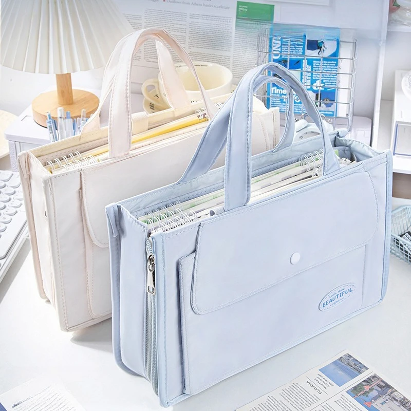 Korean Fashion Solid Color Handbag Large Capacity Student Tutoring Bag Casual Versatile Shoulder Bag for Women Commute Storage