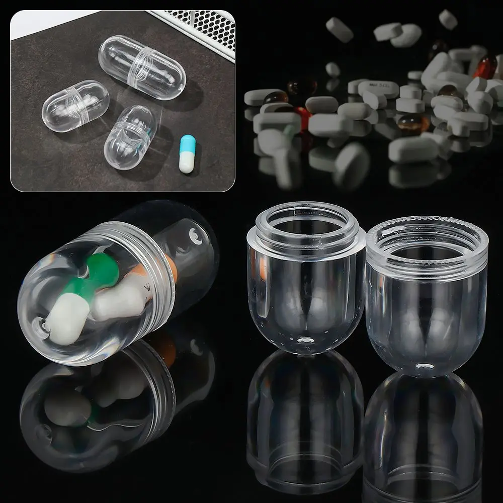 5Pcs/set Portable Empty Capsule Shell 3ml/6ml Hollow Clear Pill Case Plastic Bottle Tablet Medicine Splitters Holder Box