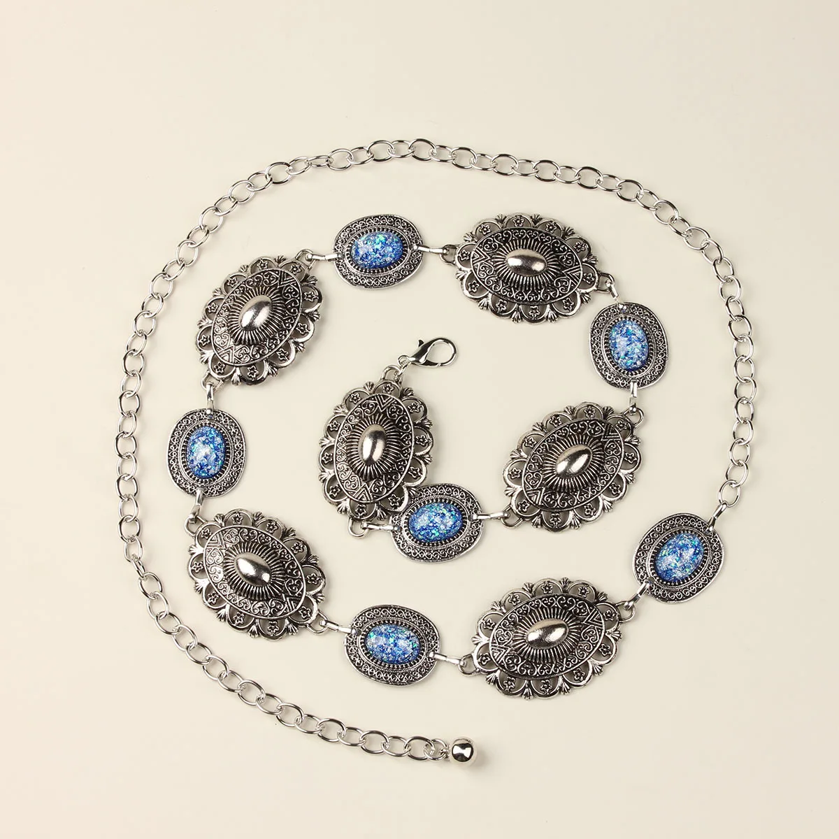 

European and American Retro Engraved Metal Waist Chain Accessories Women's Chain Belt Ethnic Decoration with Skirt Spice Girl