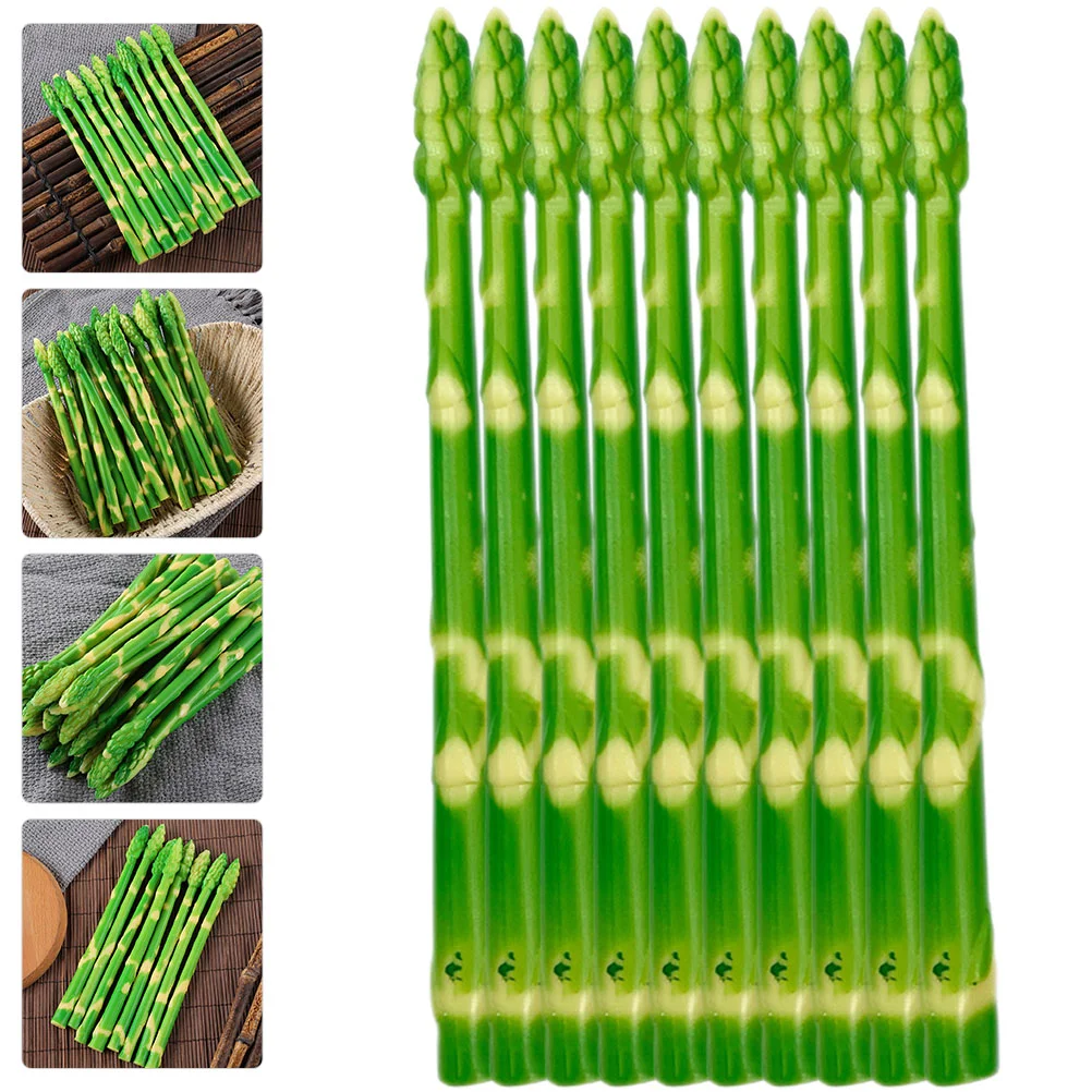 10 Pcs Plant Small Asparagus Prop Artificial Ornament Faux Vegetable Model Fake Vegetables Models PVC Green