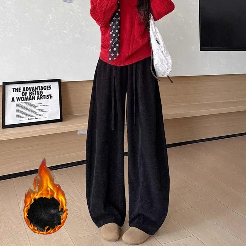 Winter-Jogginghose für Mädchen aus dünnem Fleece, modische, warme Plüsch-Freizeithose für Damen, hohe Taille, thermische Sweatpants für Mädchen – Detail 5