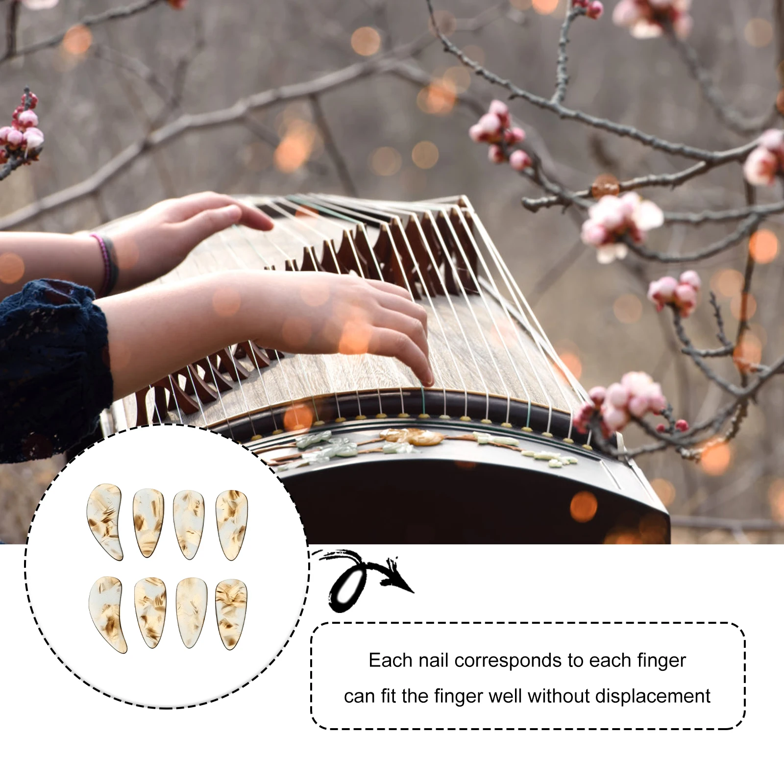 

8 Pcs Durable Guzheng Nails Fake Finger Covers Lightweight Protective Protectors for Beginners Practice Accessories