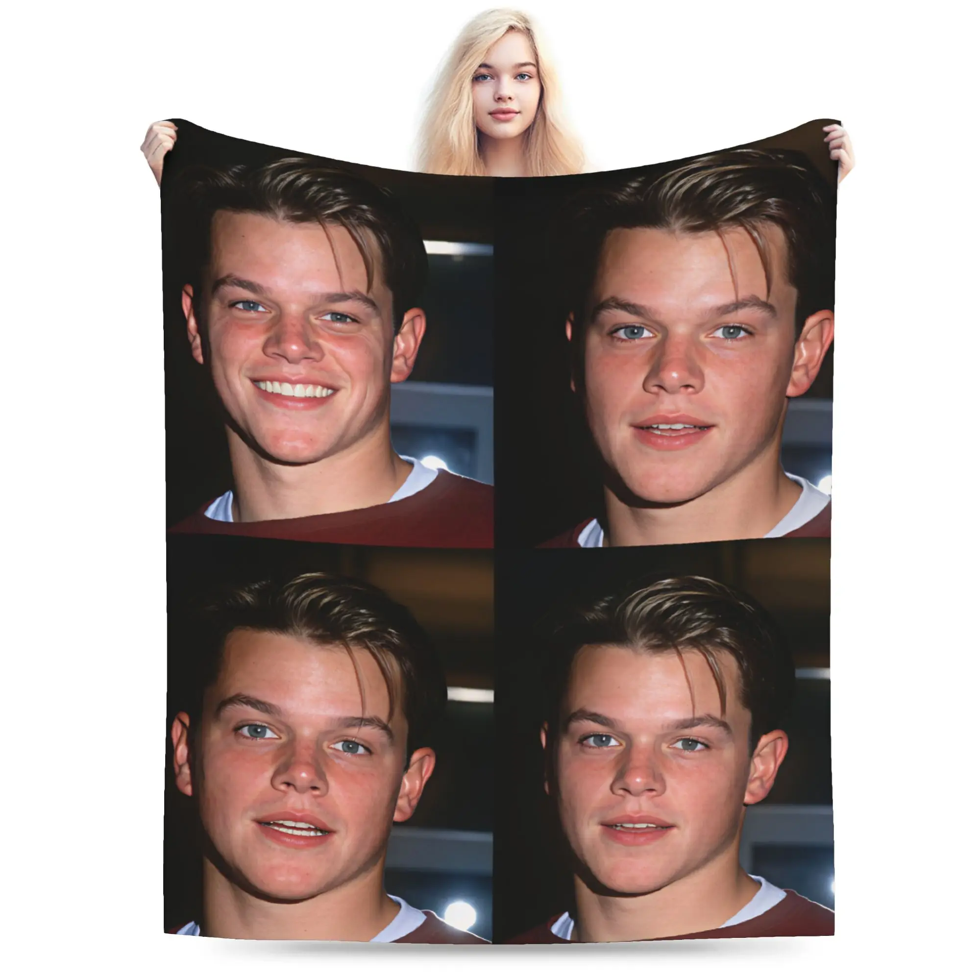 Matt Damon Blanket Winter  Cozy Throw Blanket For Girl Couch Chair Flannel Bedspread Bed Cover
