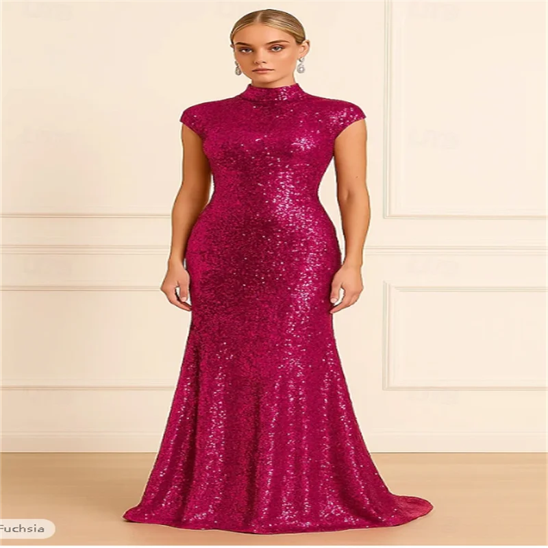 حورية البحر / البوق الاجتياح / ذيل الفرشاة ثوب مسائي أنيق عادية / النهار الزفاف شبه رسمي / كوكتيل كاب كم الرقبة العالية