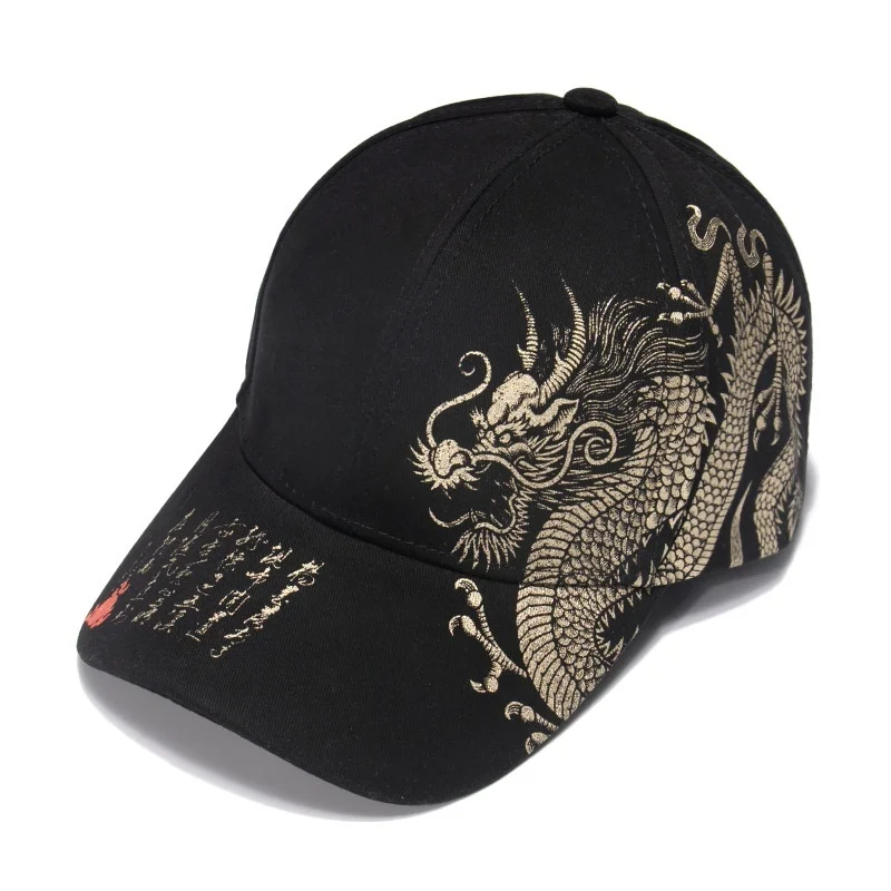 2024 New Unisex Golden Dragon Printing Snapback Baseball Caps Spring and Autumn Outdoor Adjustable Casual Hats Sunscreen Hat