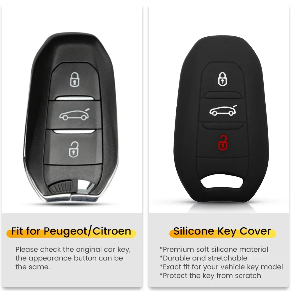 3 Buttons For Peugeot C6 508 C5 C3 508 2008 3008 C4 Aircross Picasso Grand Car Key Silicone Skin Case Cover Protector