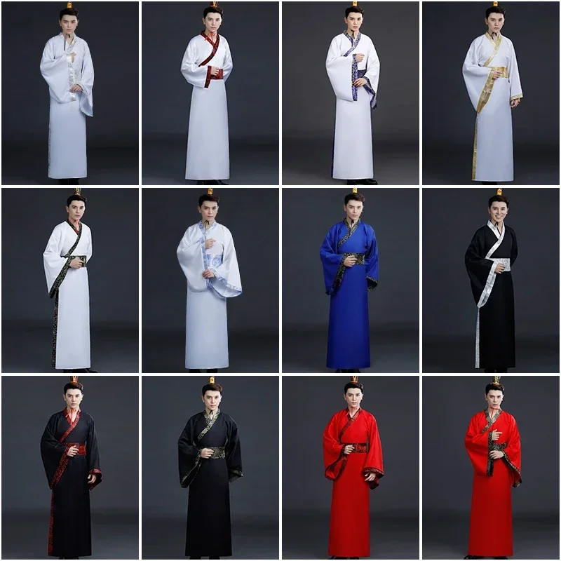 Traje chinês antigo masculino roupas de dança tradicional chinesa para mulheres manga longa hanfu cetim robe vestido menino dinastia qing