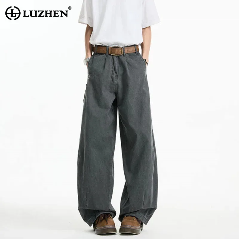 

LUZHEN Fashion Simple Solid Color Handsome Straight Trousers Autumn Men's 2025 New Trendy High Quality Loose Casual Pants JY5736