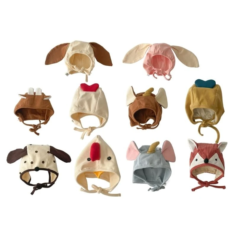 

J15U Cartoon Bonnet Cap Winter Hat Ear Protections Hat for Baby Kid 0-12Months