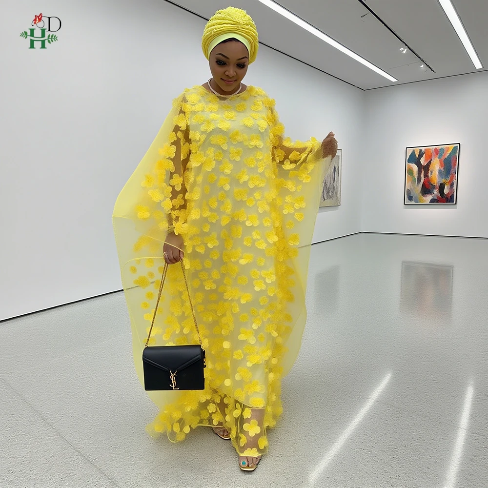 

MD Wedding Party Dress African Flower Church Dress For Women Bubu Clothes Dashiki Traditional Boubou Robe Femme Muslim 2025 New