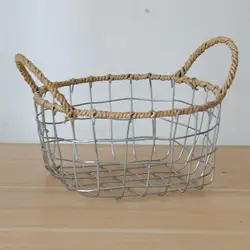 Egg Basket Fruit Stand Holder Organizer Metal Serving Bowl with Handle for